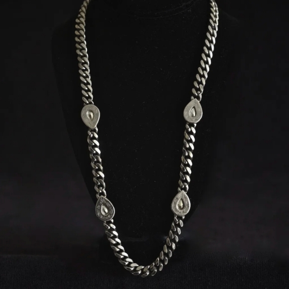 Ornate Metal Necklace With Vauxhall Pink Stones Vintage Costume Jewelry - Picture 7 of 8